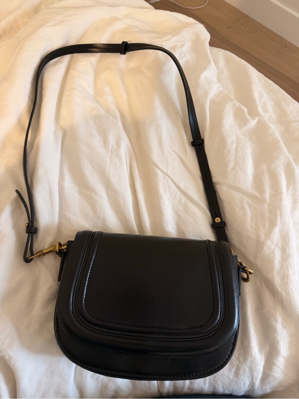 Black Leather Crossbody Bag - Classic Women's Shoulder Bag